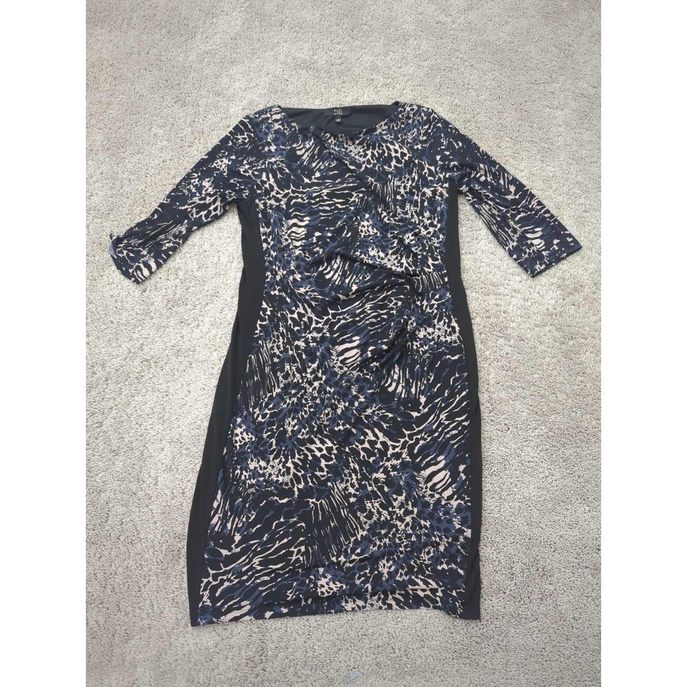 Alex Marie Sheath Dress Womens Large Animal Print 3/4 Sleeve Knee Length Lined